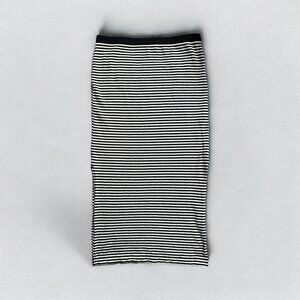 Gap Womens Maxi Skirt S Striped Black White 100% Cotton Side Slits Casual Work